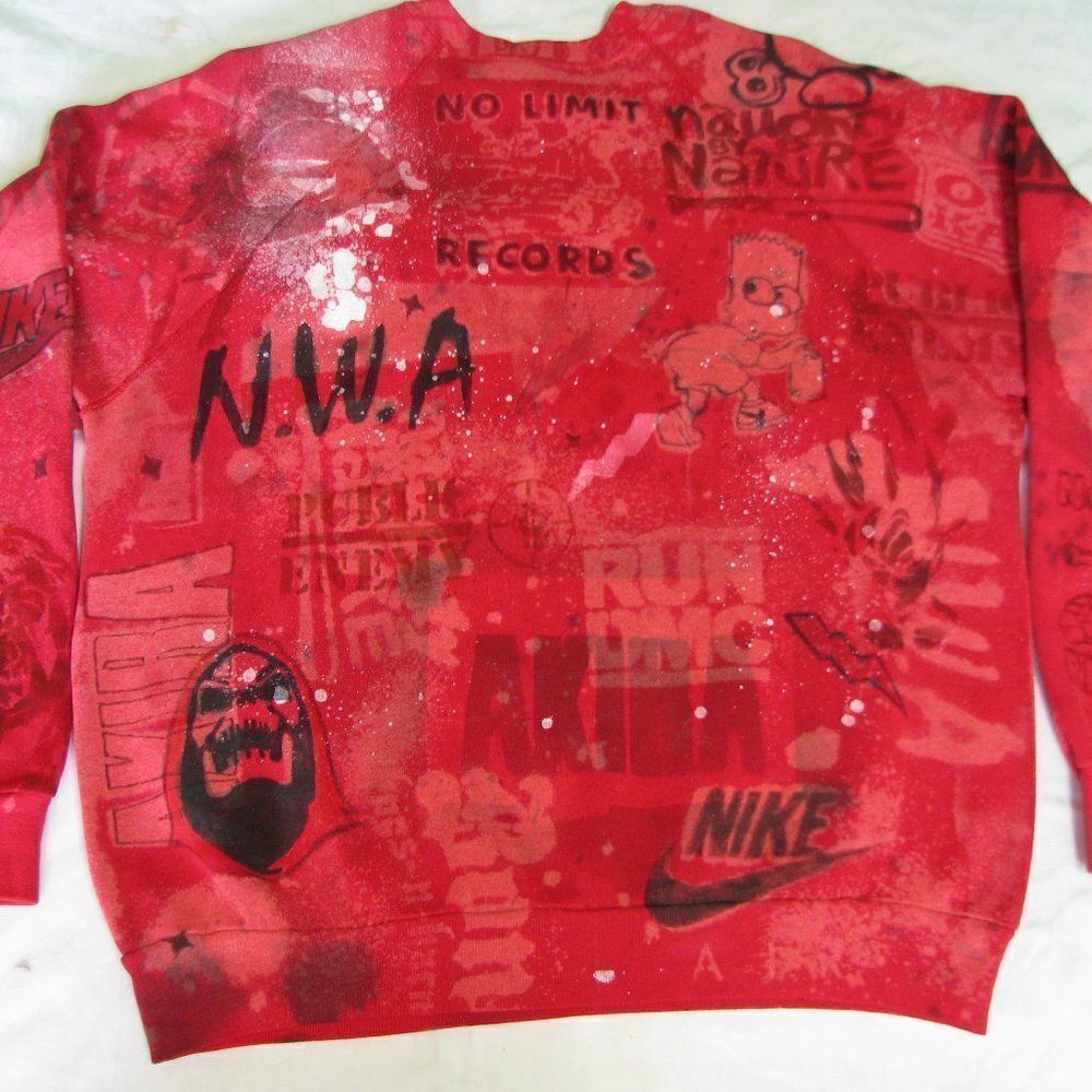 VTG Hand Painted Nike Doom Bart Akira Sweatshirt